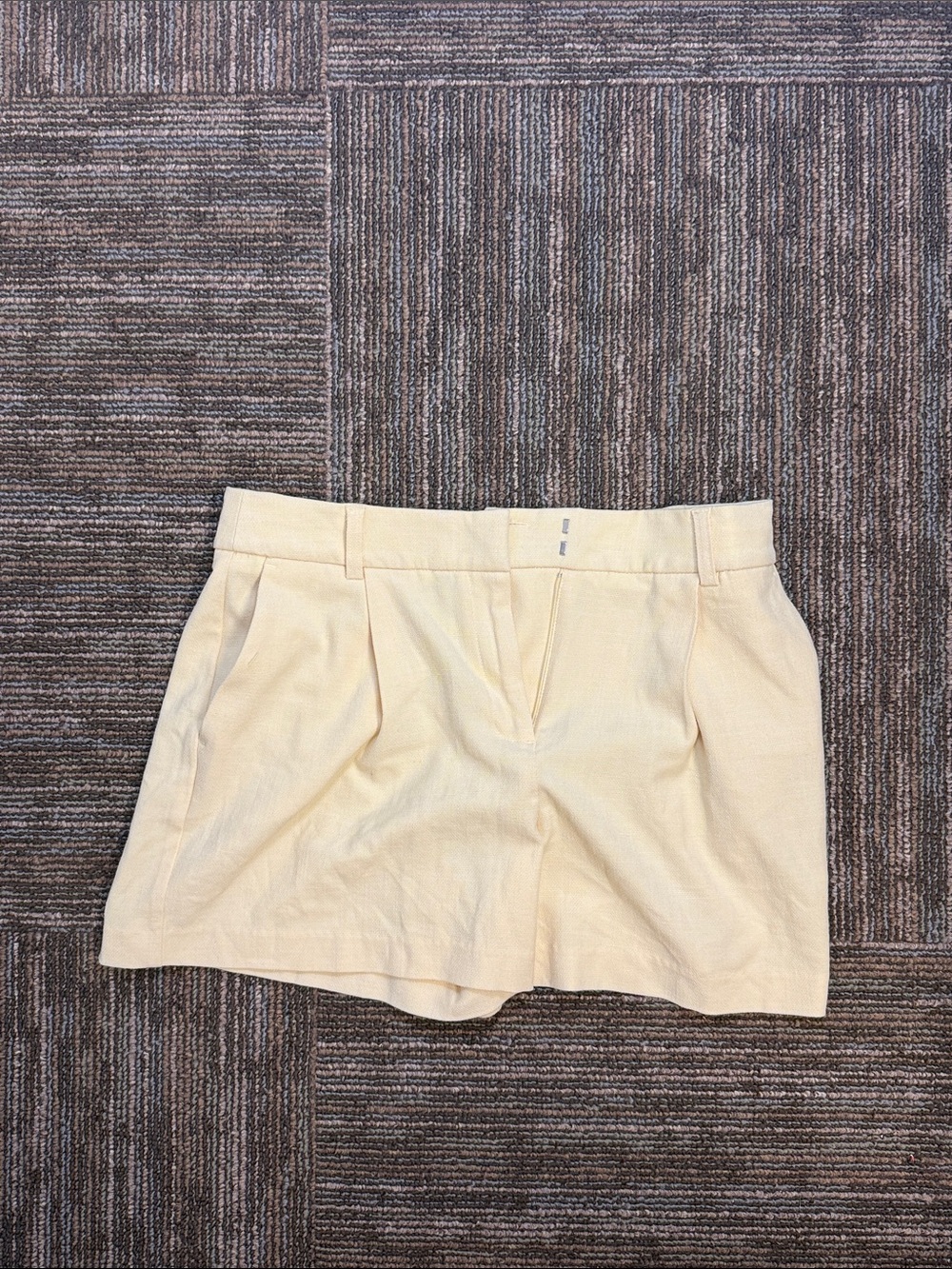 Calypso St. Barth Yellow Cream High-Waist Pleated Bermuda Shorts